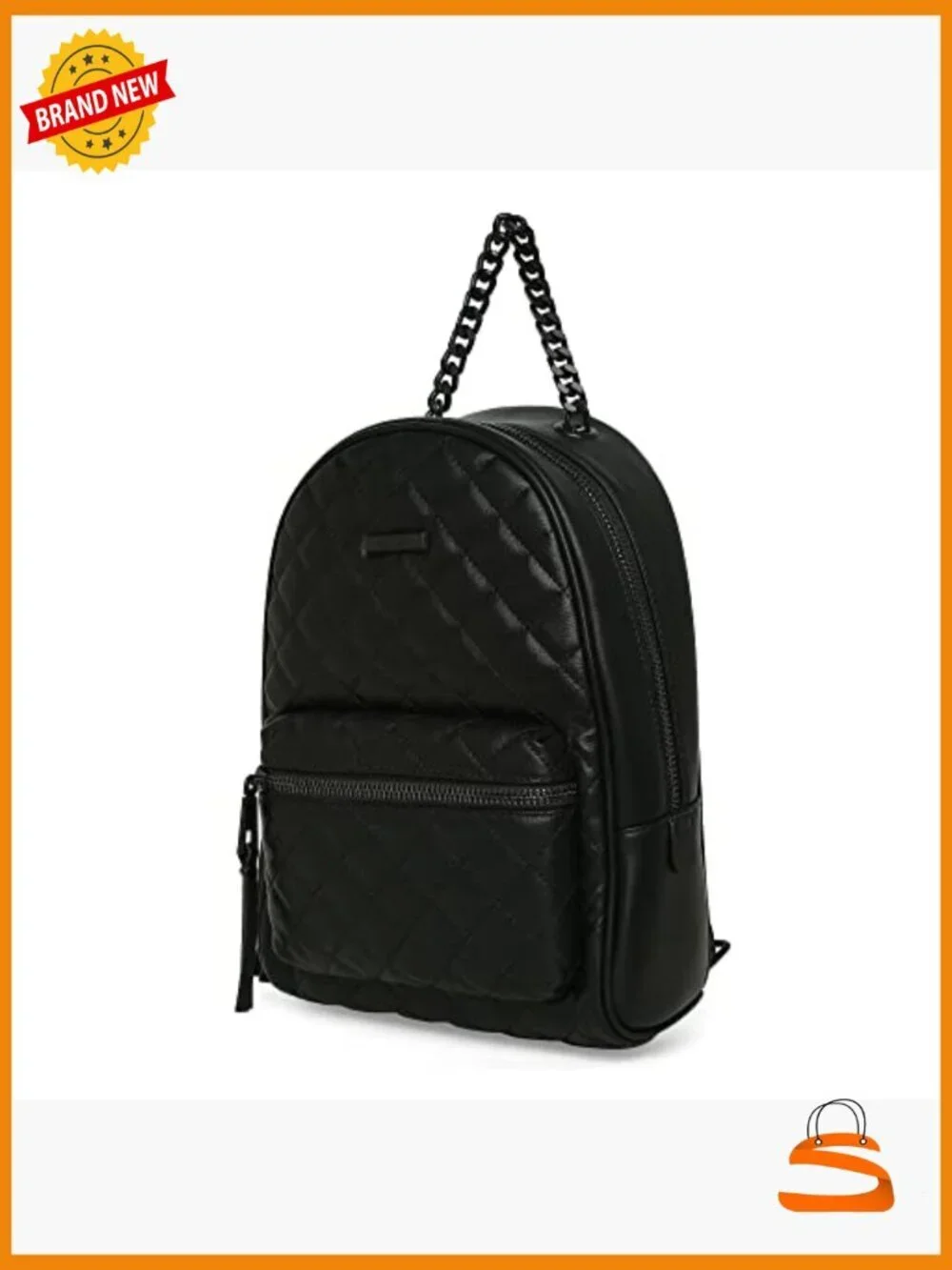 Faux Leather Daypack Backpack, Medium, 2 Compartments